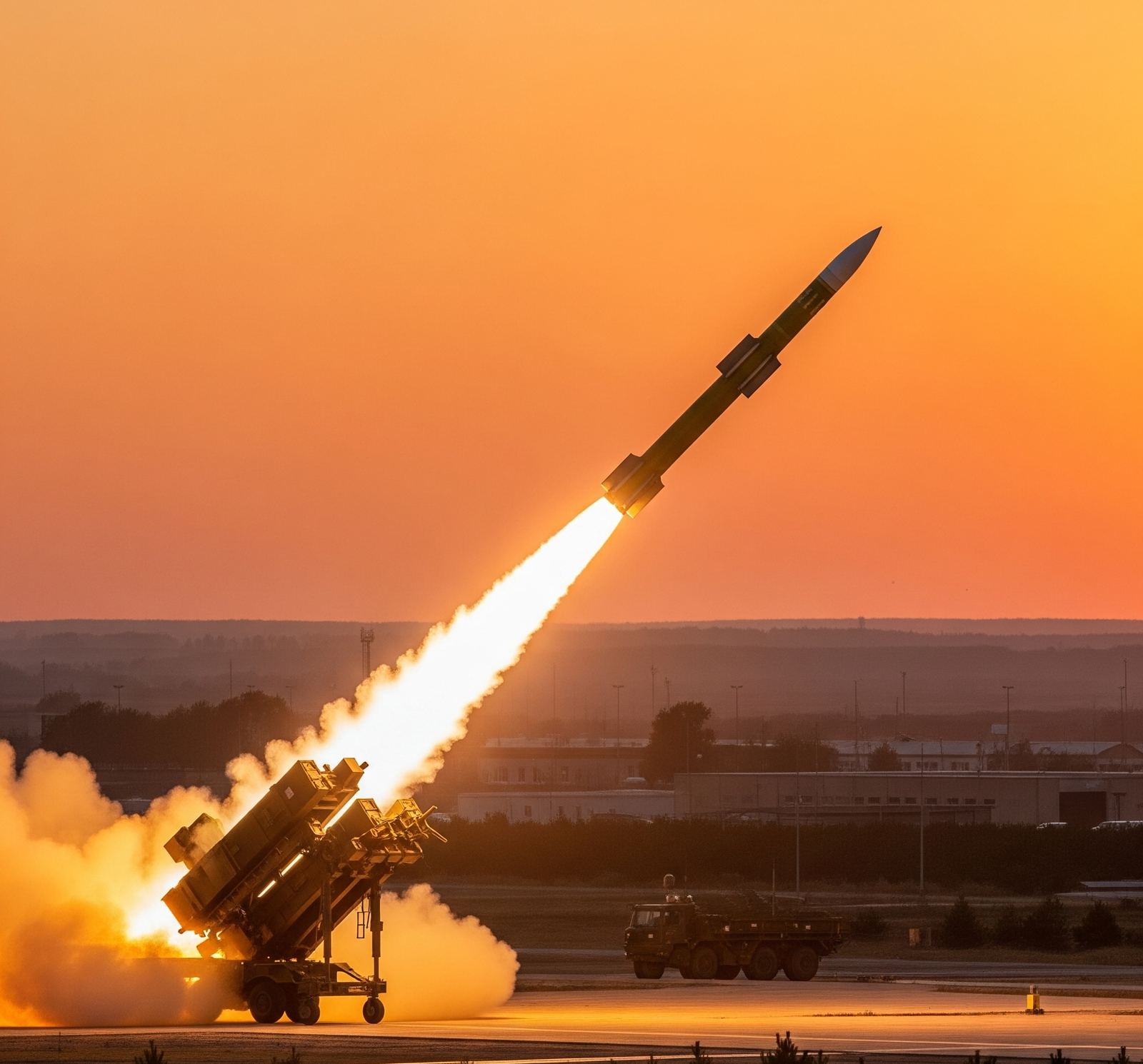 Missile launch at dusk, representing GAE Hagana's air systems division