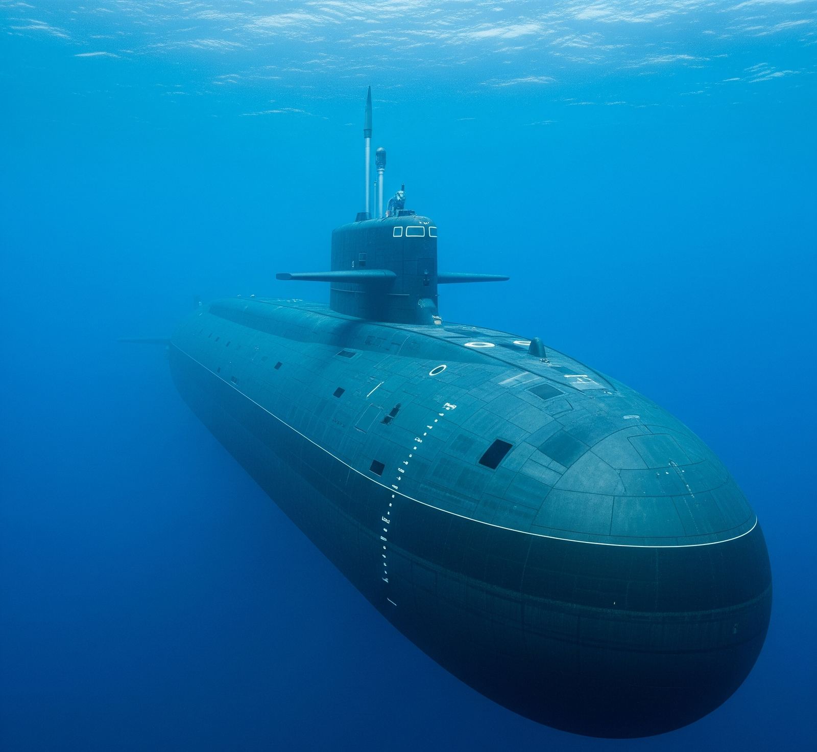 Submarine hull underwater, representing GAE Hagana's sea systems division